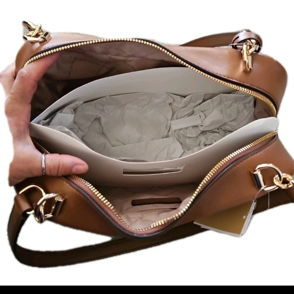 Michael Kors Cecily Medium Signature Logo Shoulder Bag In Vanilla